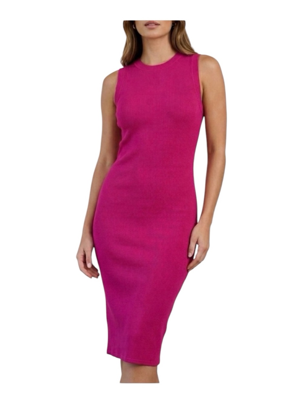 Ripley Rader Lavender 
 Ribbed Sleeveless
Bodycon Midi Dress